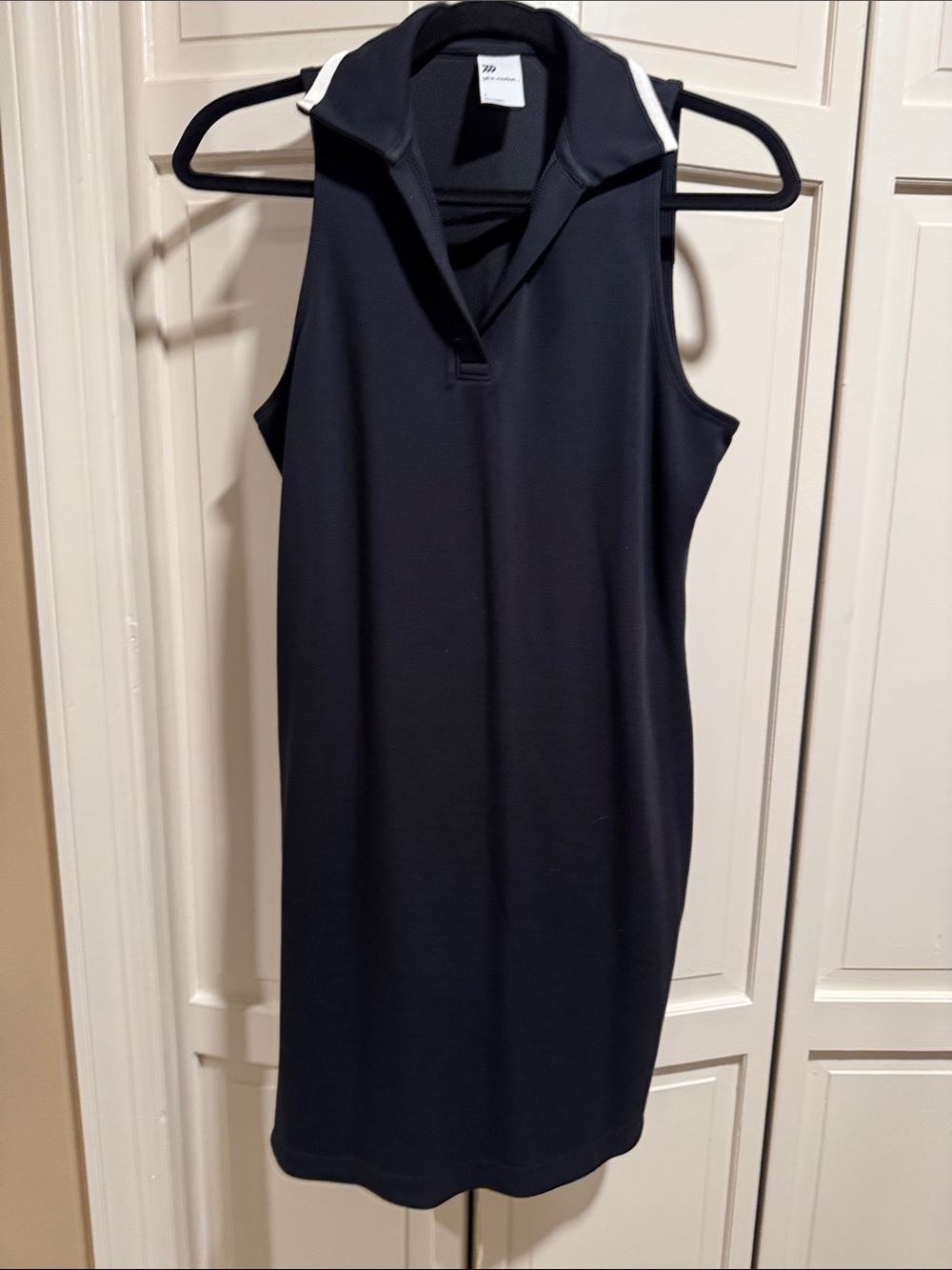 all in motion Sleeveless Black Dress with White Shoulder Trim